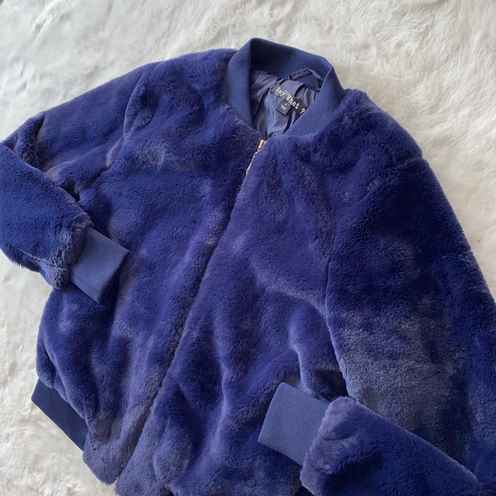 Bomber Fuzzy Blue Jacket S